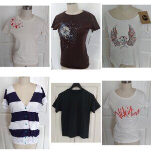 Womens NWT NWOT Vtg Y2K Graphic Tee Lot Sz M RipCurl 686 Matix Rhythm Nikita